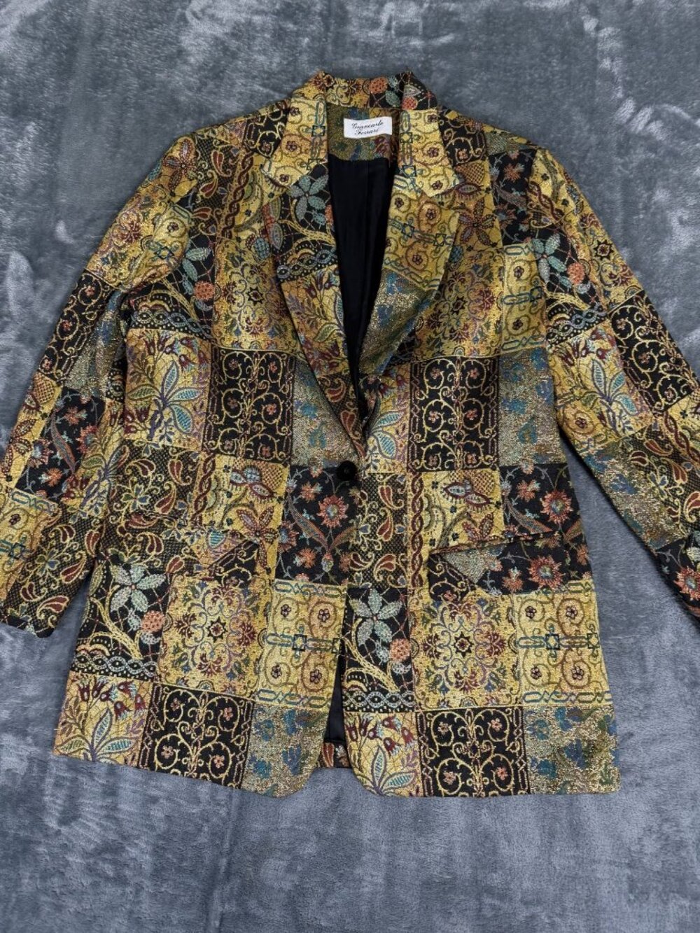 Giancarlo Ferrari Womens Multicolor Floral Brocade Blazer Size 10